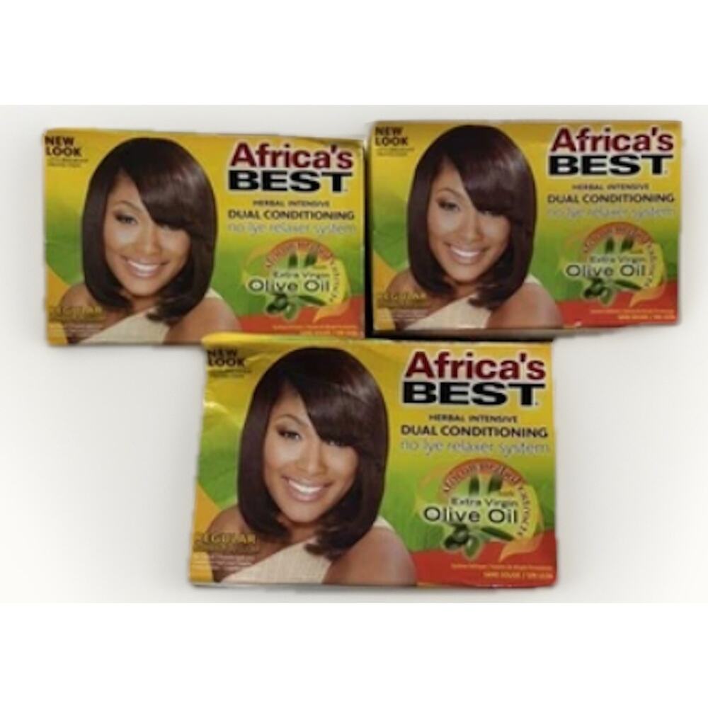 Africa’s Best Olive Oil No-Lye Relaxer Regular Dual Conditioning System Lot 3